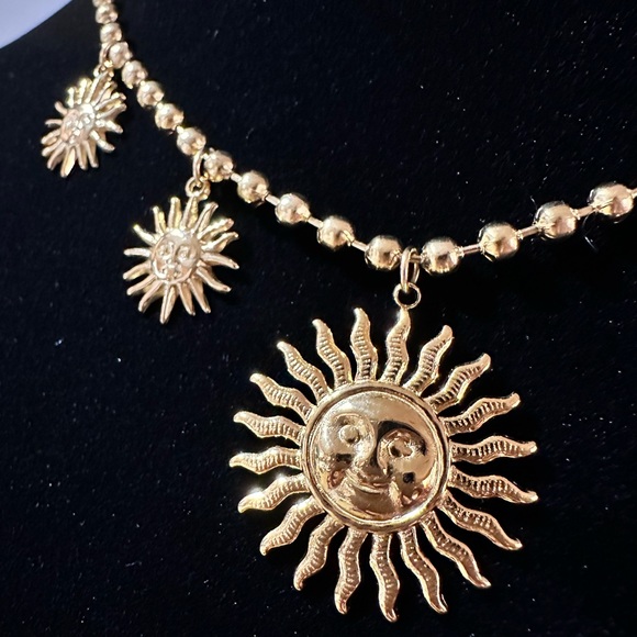 Gold Sun Pendant Necklace - Picture 2 of 3